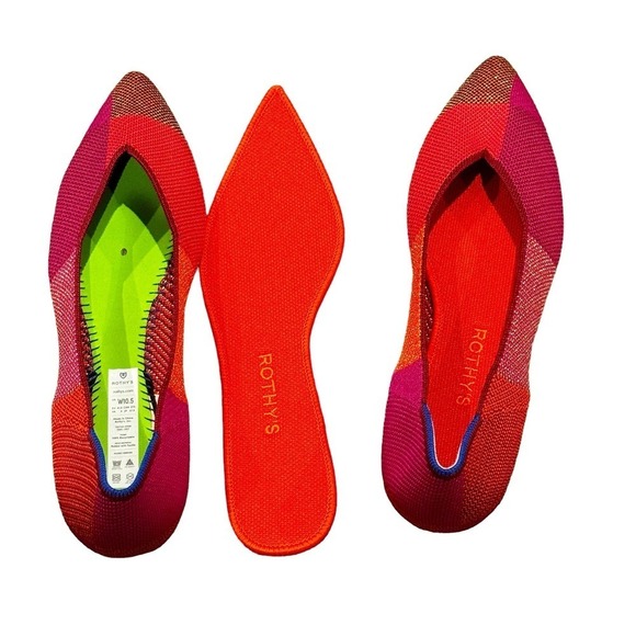 Rothy's The Point Ballet Flat Plaid Metallic Pomegranate Size W10.5 NWOT - Picture 9 of 12